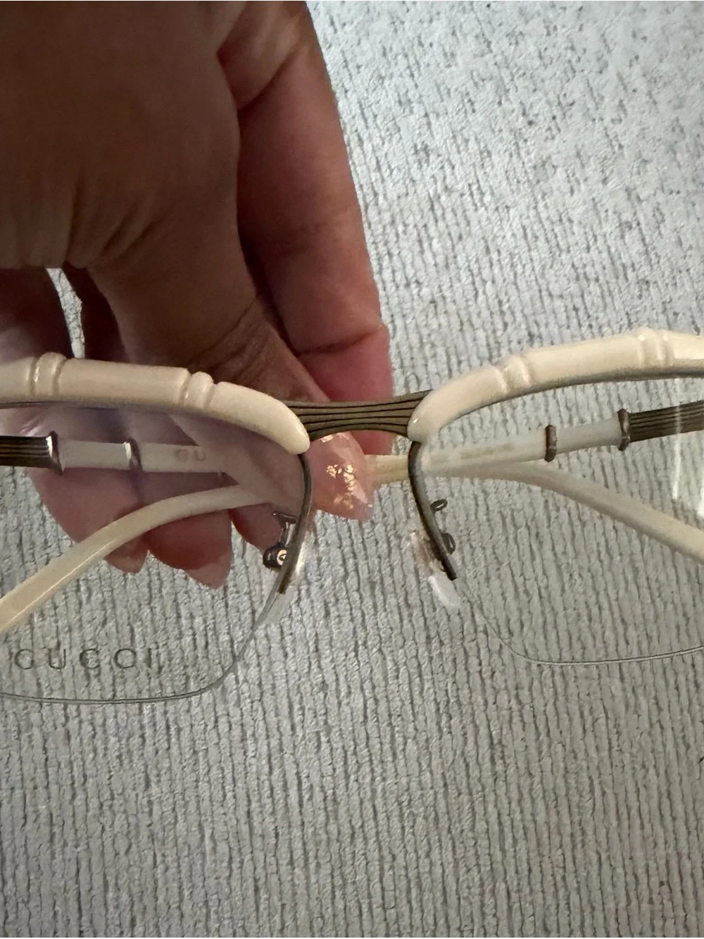 Ivory Rimless Glasses with Gold Bridge